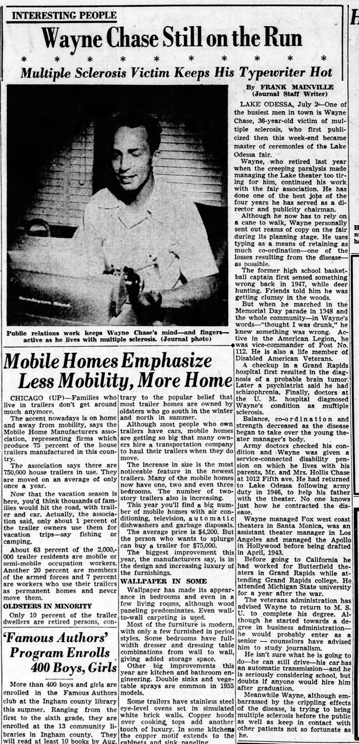 Lake Theatre - July 1955 Profile On Wayne Chase